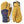Hestra yellow and navy blue leather ski mittens with protective padding