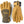 Hestra tan leather and olive green fabric gloves with velcro wrist straps