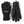Pair of black Hestra leather ski gloves with velcro wrist straps and carabiner attachment