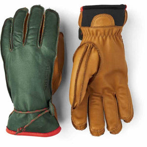 Hestra leather gloves with green palm and tan back