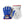Hestra blue and white leather ski gloves with orange drawstring