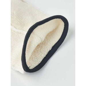 Hestra glove cuff detail in cream wool with black trim