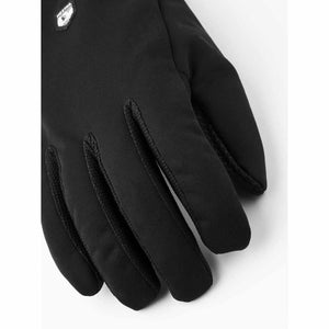 Close up of black Hestra glove fingers