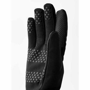 Hestra black glove with textured grip pattern on fingers and palm