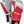 Hestra red and grey three finger ski gloves with black cuffs