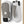 Hestra white and grey leather mittens with black cuffs and wrist straps