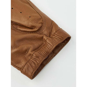 Tan Hestra leather glove cuff with elasticated wrist detail