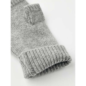 Grey knit fingerless glove with ribbed cuff
