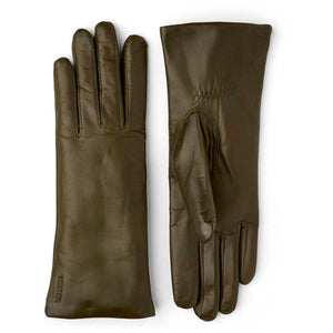 Hestra olive green leather gloves
