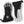 Hestra black and white leather ski gloves with adjustable wrist straps and drawstring cuffs