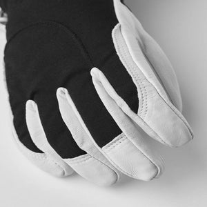 Black and white leather winter glove