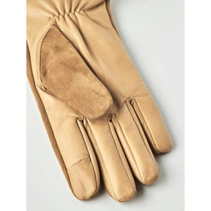 Hestra tan leather glove with suede palm patch