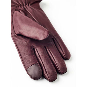 Hestra burgundy leather glove with textured finish