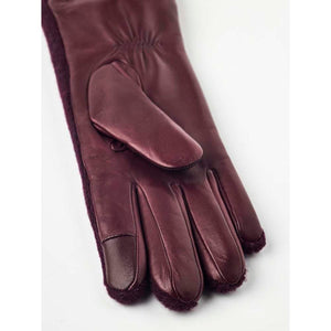 Hestra burgundy leather glove with wool lining