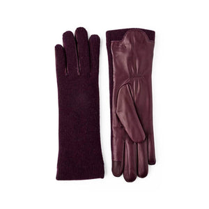 Hestra purple leather and knit gloves