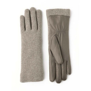 Hestra gloves with grey knit backs and grey leather palms