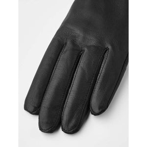 Hestra black leather glove fingers