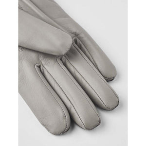 Hestra grey leather glove fingers
