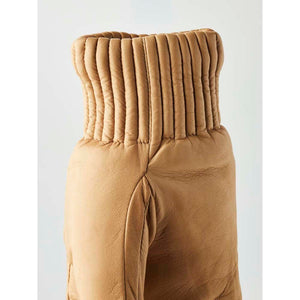 Tan Hestra leather glove cuff with ribbed detailing