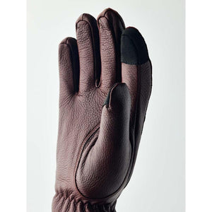 Hestra brown leather glove with black fingertip details