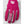 Pink Hestra glove with white logo and text on the back of the hand