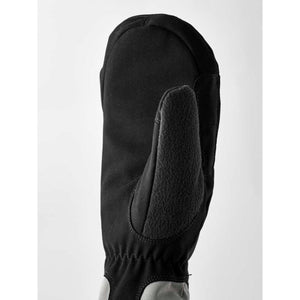 Hestra black winter mitten with textured thumb panel