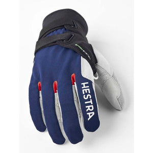 Hestra blue and grey ski glove with Shark System strap