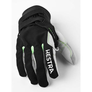 Hestra black and grey cross country ski glove with green accents
