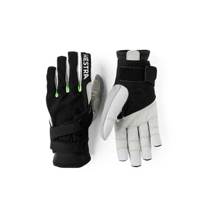 Hestra black and grey technical gloves with velcro wrist straps