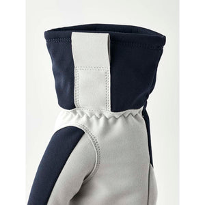 Hestra glove cuff detail in navy and grey