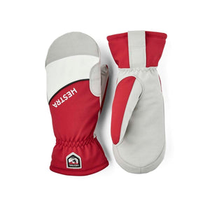 Hestra red and white insulated ski mittens