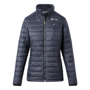 Venture Heat women's black quilted heated jacket with front zipper and high collar