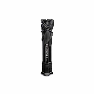 Hillsound BTR stool in a folded position with black fabric seat wrapped around the central pole