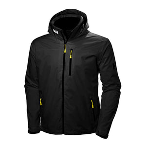 Helly Hansen black hooded jacket with yellow zipper pulls