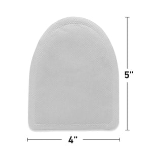 Hothands white adhesive body warmer measuring 4 inches wide by 5 inches tall