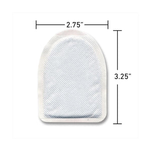 Hothands adhesive warmer pad with dimensions 2.75 inches wide by 3.25 inches high