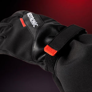 Hotronic black glove with adjustable wrist strap and logo