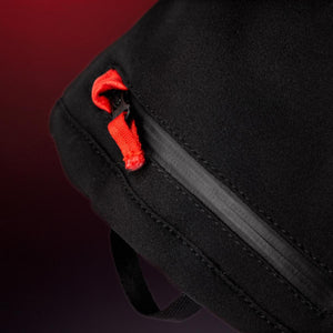 Hotronic black fabric pouch with red zipper pull