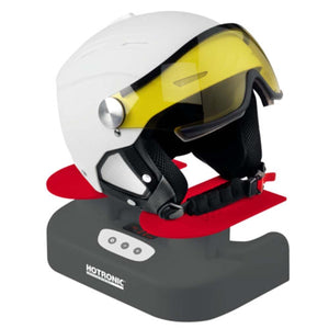 Hotronic helmet dryer with a white ski helmet resting on top