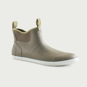Huk taupe rubber ankle boot with white sole and pull tab