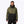 Man wearing a Mobile Warming olive and black hooded jacket