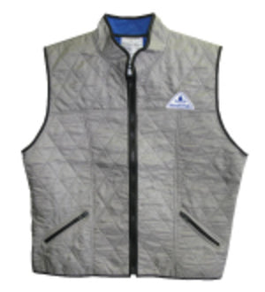 HyperKewl grey quilted cooling vest with front zipper and pockets