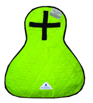 HyperKewl neon yellow quilted cooling seat pad with black trim and cross strap