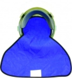 Blue fabric neck shroud for a hard hat