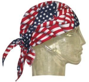 HyperKewl cooling bandana with American flag print on a mannequin head