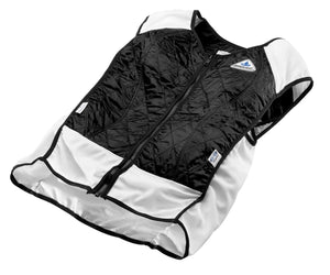 TechKewl black and white quilted cooling vest with front zipper
