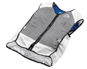 TechKewl white and grey quilted cooling vest with front zipper closure