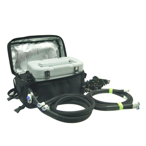 CompCooler liquid cooling unit with insulated bag and hoses