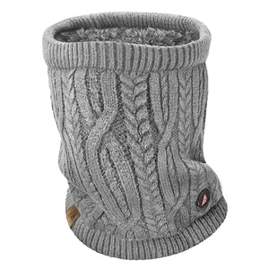 ActionHeat grey cable knit heated neck gaiter with fleece lining