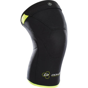 DonJoy black knee sleeve with neon yellow trim